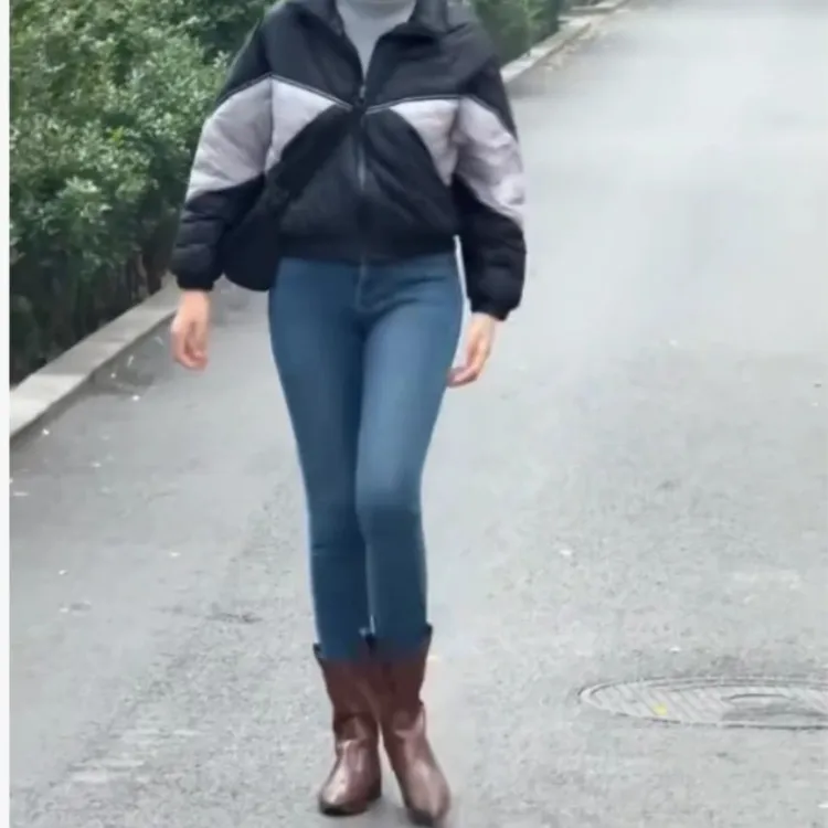 拼色外套短外套秋冬季时尚百搭保暖夹克长袖