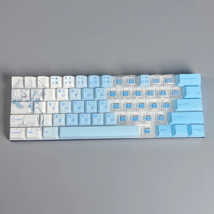 绫波丽二次元主题2.0键帽原厂高度PBT透明透光正刻适配 60 65 68
