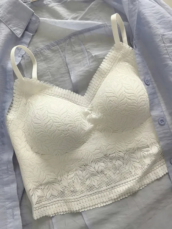 【全新升级】夏薄款背心一体式吊带打底防走光内衣蕾丝印花美背9015