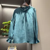 中式上衣复古传统改良秋季霜感女装素色宽松气质上衣6712