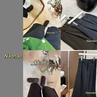 Naonao～9030秋季韩系纯色呢料7分直筒裤
