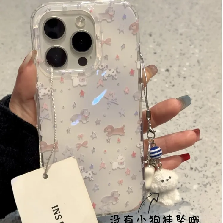 蝴蝶结星星小狗IMD大孔适用iPhone16手机壳华为荣耀VIVO创意OPPO