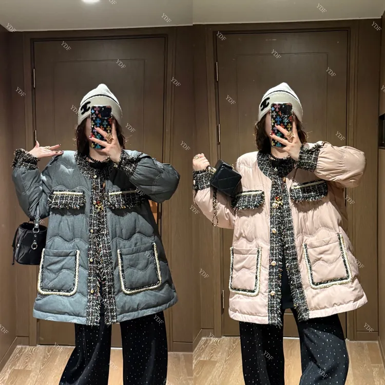  YDFSTUDIO小众【冬日磁场】欧货高品重工小香编织设计时尚羽绒服