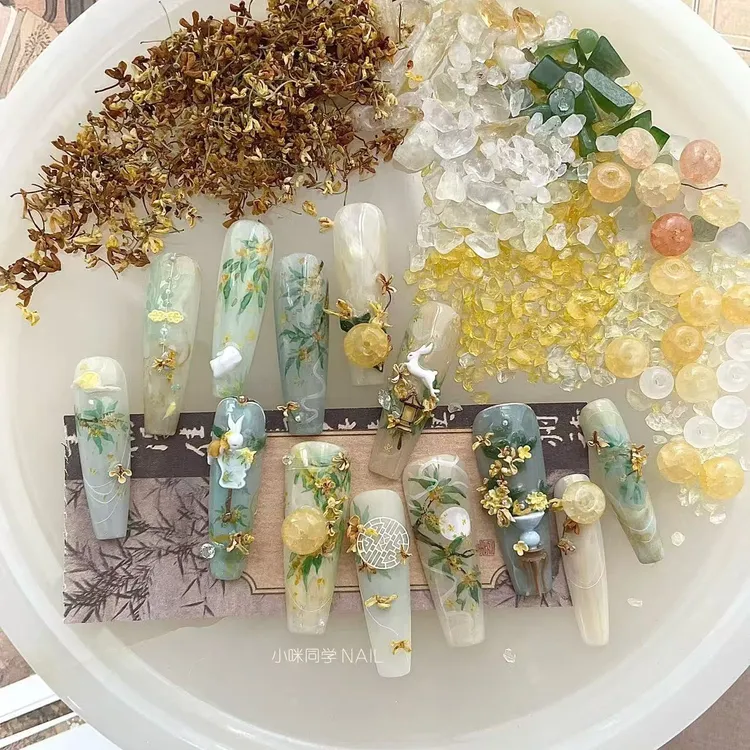 小咪同学「百花集」美甲干花永生花系列新品『五色桂花酿』手工