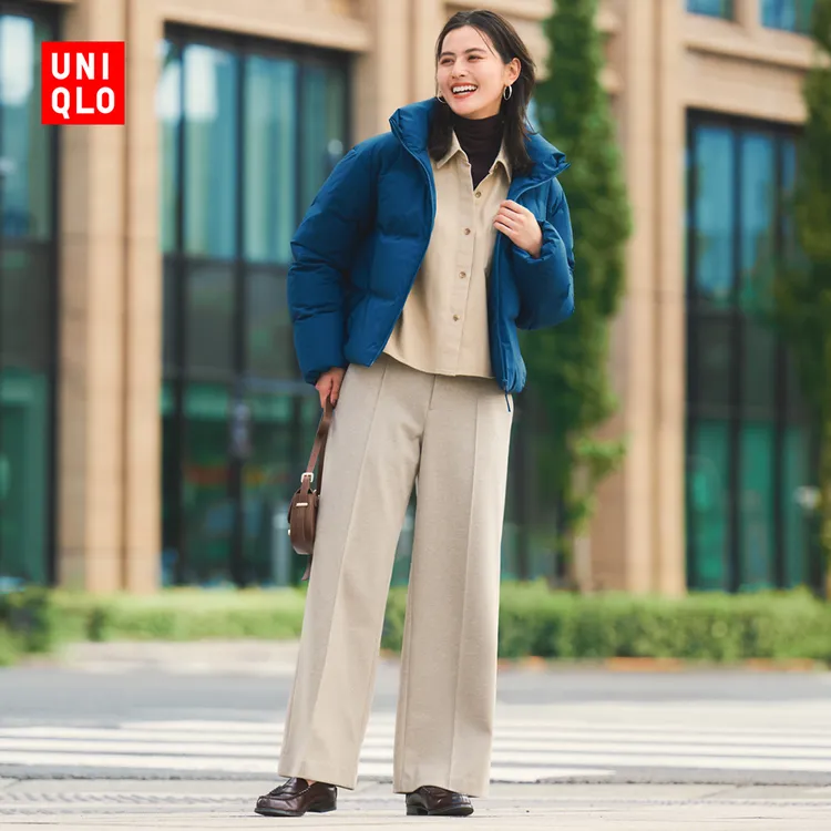 优衣库女装绒面针织宽腿裤/阔腿裤裤子479284