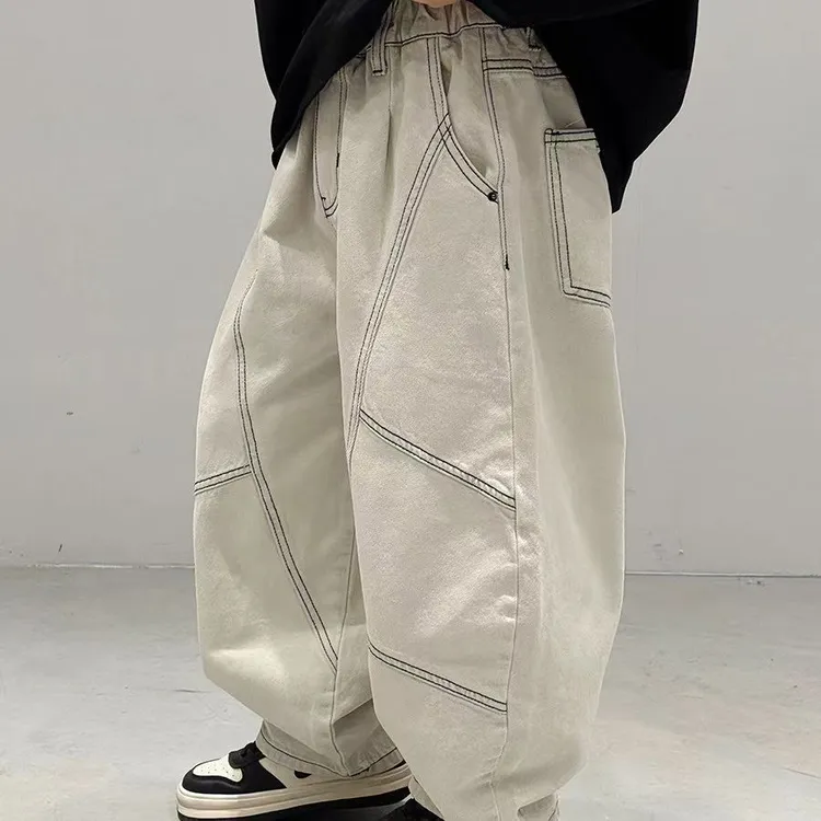 男童裤子春秋季新款洋气儿童宽松版休闲牛仔裤中大童装男孩工装裤