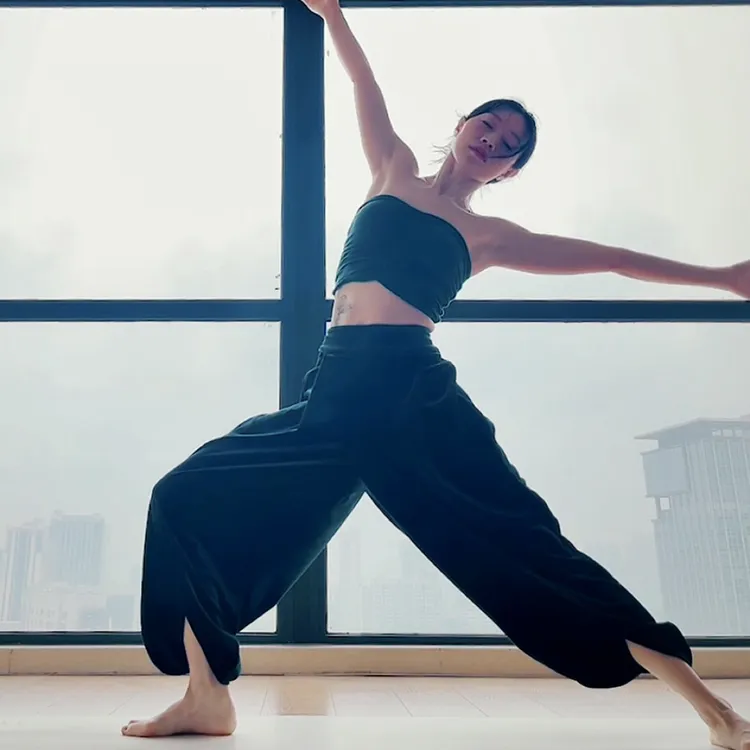 Yoga.涵同款柔光裤丝绒瑜伽裤高腰收腹灯笼裤垂坠禅修休闲运动裤