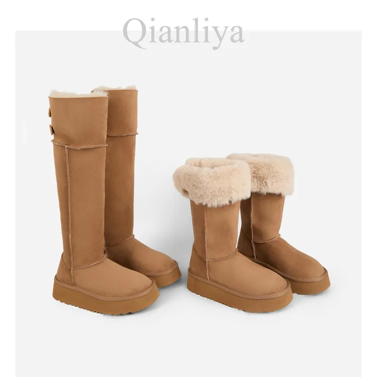 【QLY】—长筒搭扣厚底中跟保暖时尚休闲风雪地靴663