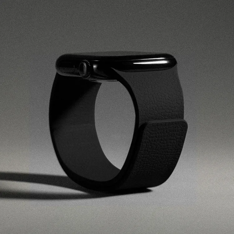 适用苹果S10手表iwatch表带applewatchs9磁吸荔枝纹硅胶表带8运动