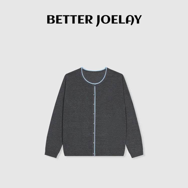 BETTER JOELAY-【奈尔小花】桑蚕丝开衫针织衫圆领温柔韩版LL6130