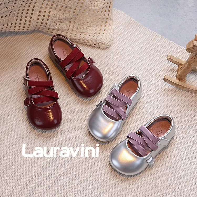 劳拉维尼儿童单鞋女童小皮鞋小女孩一脚蹬芭蕾公主鞋宝宝软底童鞋
