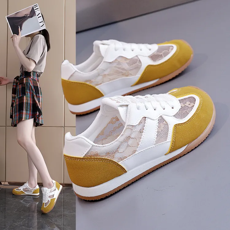 网面透气阿甘鞋女学生韩版2025平底百搭休闲小白板鞋女时尚