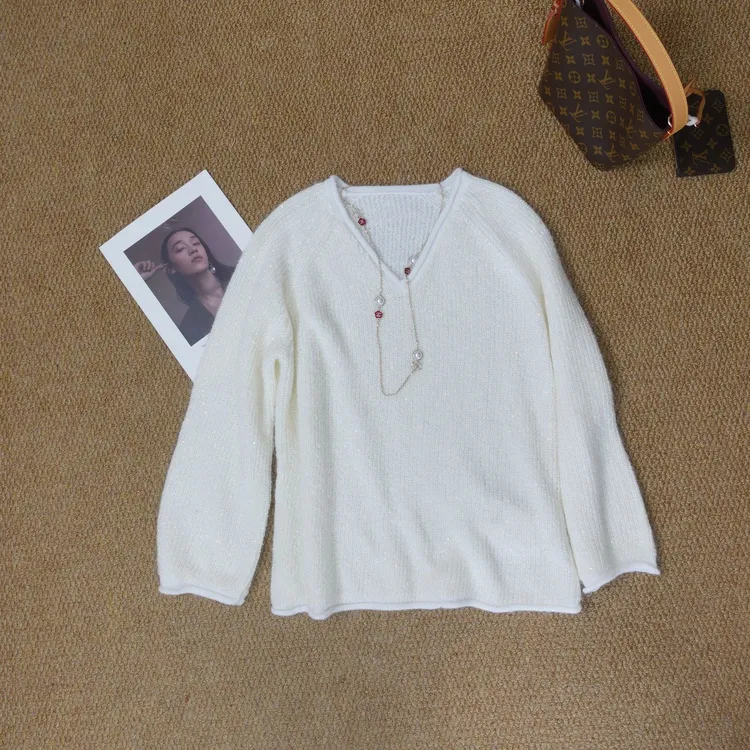 马海毛针织冬季毛针织衫亲肤针织打底衫长袖纯色简约秋冬百搭毛衣