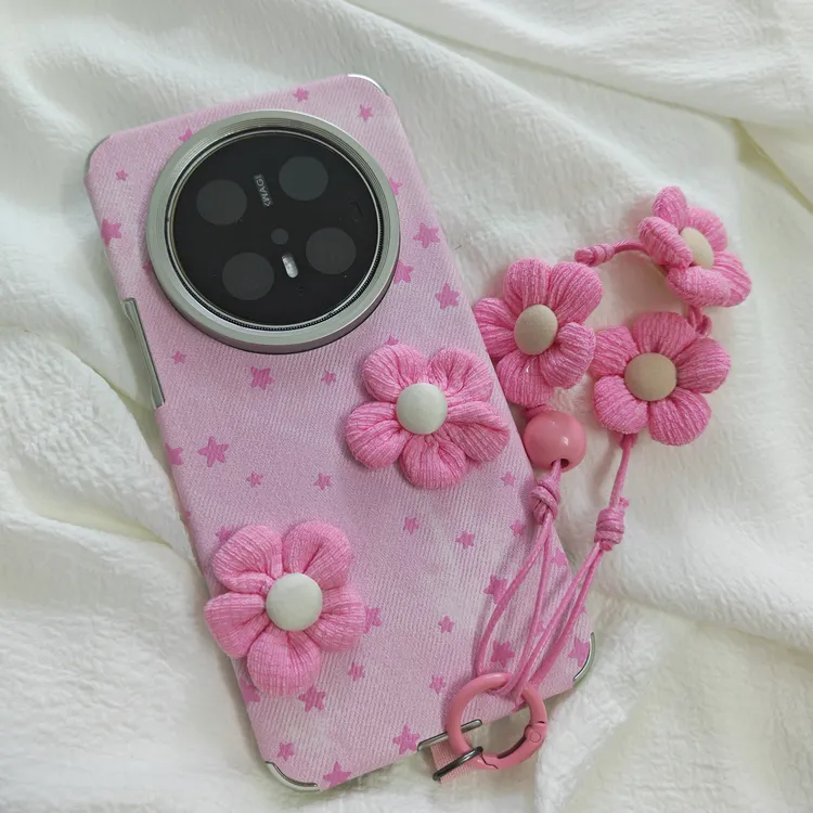 适用华为mate70pro+手机壳mate60pro立体小花pura70pro挂绳80pro