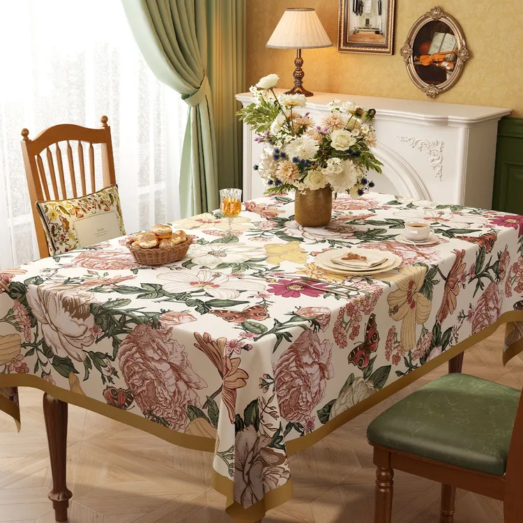 美式餐桌桌布2025新款防油防水防烫免洗轻奢高级感茶几长方形台布