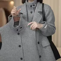 2025秋冬新款双面羊绒大衣女中长款韩版宽松休闲呢子外套