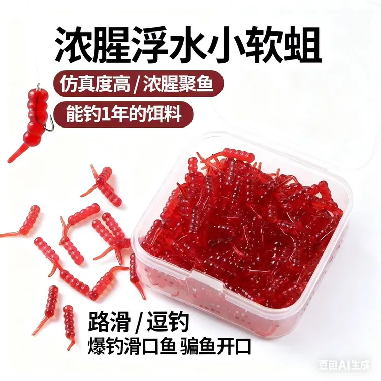 逗钓鲫鱼软蛆假饵路亚拖钓红虫味型球球逗钓鲫鱼鲤鱼神器浮水软蛆