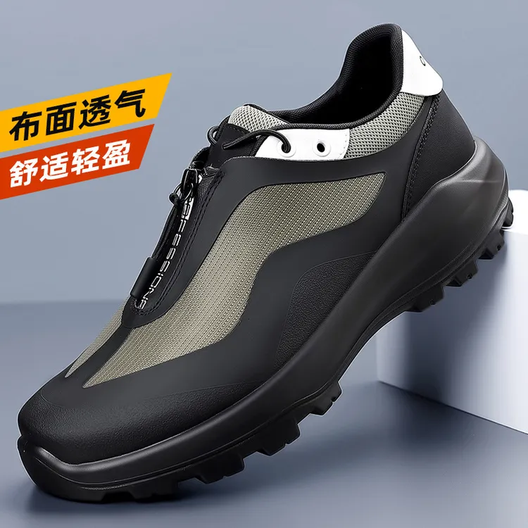 2025年秋季拉链款男鞋百搭厚底透气鞋户外登山休闲徒步鞋男透气舒