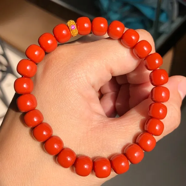 原矿自然光拍摄天然纯色精工精致柿子锦老型单圈满色满肉