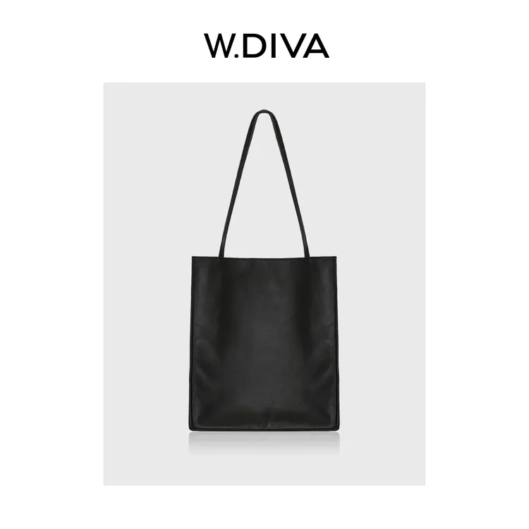 W.Diva【线性叙事】黑色意大利进口混种羊皮极简手拿包女50B302555