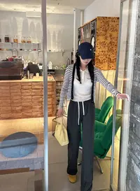 米蓝家名殿春秋款气质灰显腿长显瘦糯米阔腿裤2689