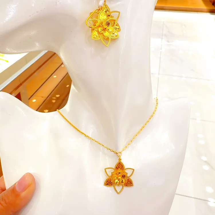 合金项链 合金花丝莲花项链一套J0.97