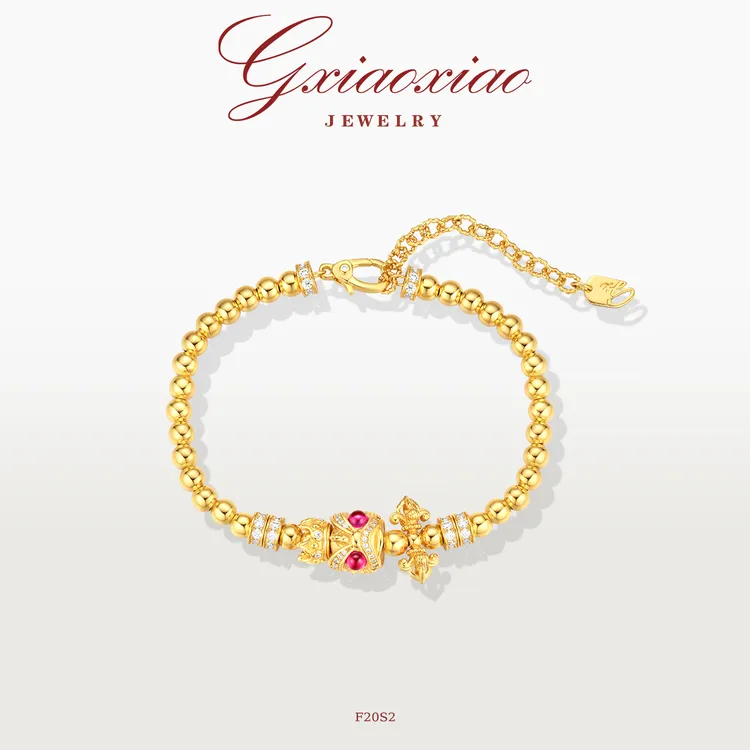 G XIAOXIAO 镀K金【金刚杵醒狮】新中式气质百搭盘缠手链 F20S2