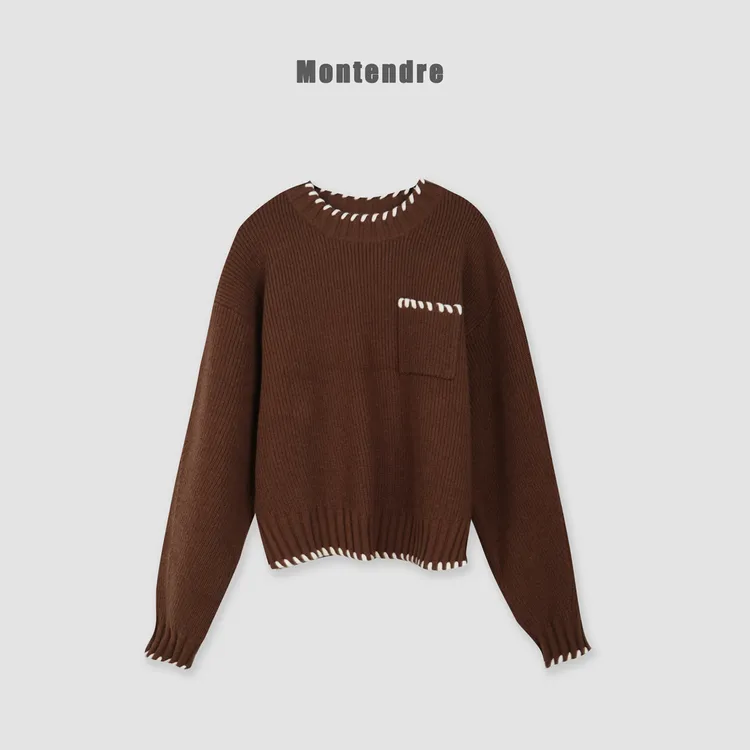 【Montendre】秋季新款 N 重磅手工针织衫毛衣休闲风百搭纯色上衣