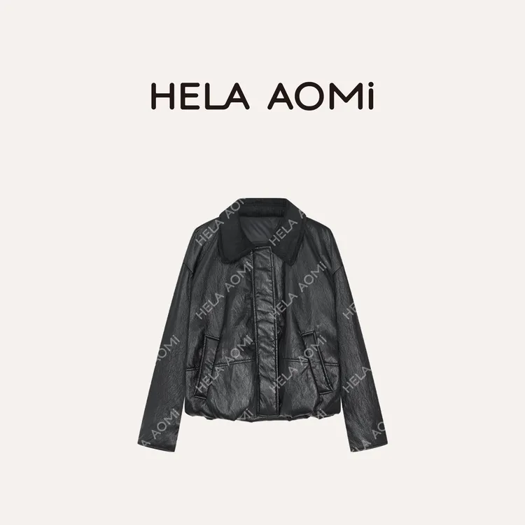HELA AOMI “超软皮鹅绒”90鹅绒机车风保暖羽绒服外套CY5DC25019