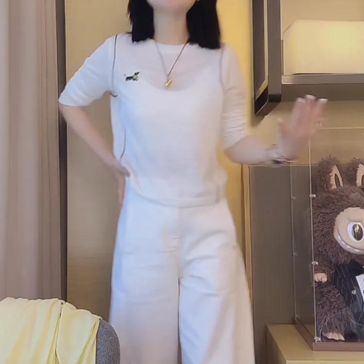 【刺绣小狗】早秋胸口刺绣小狗圆领长袖T恤女2025新款时尚百搭上衣