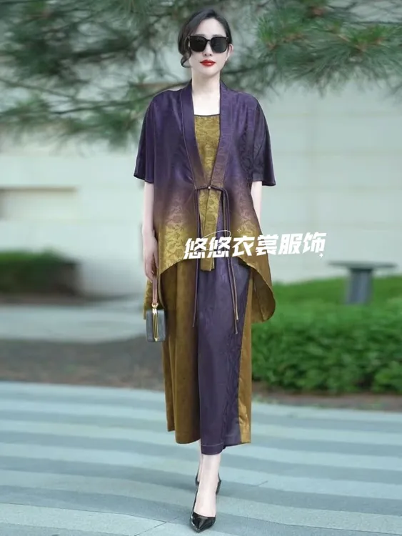 新中式国风三件套2025夏季新款高端轻奢爆款宽松大码时尚套装女