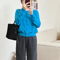 大妍小个子秋季韩系简约百搭显瘦休闲纯色长袖针织开衫8902