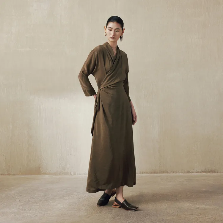 EXCEPTION交叠领系带连衣裙AA25-I1J02