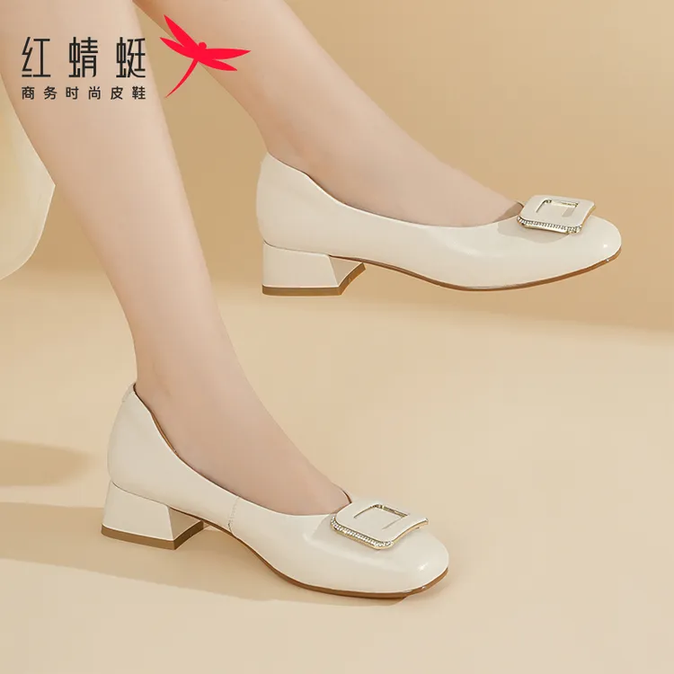 【红蜻蜓正品】小皮鞋玛丽珍女鞋夏季时尚百搭鞋乐福鞋平底鞋单鞋女