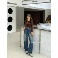 DUOXINIU/多喜牛/DaLin秋季新款牛仔裤女窄版弯刀裤宽松显腿长