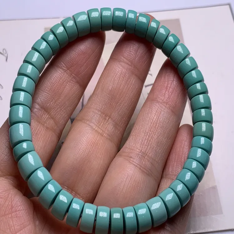原矿绿松石高瓷绿精品直切手串