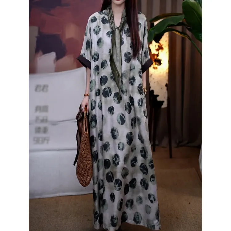 法式时尚气质端庄连衣裙2026夏季新款高级感遮肉显瘦百搭直筒裙