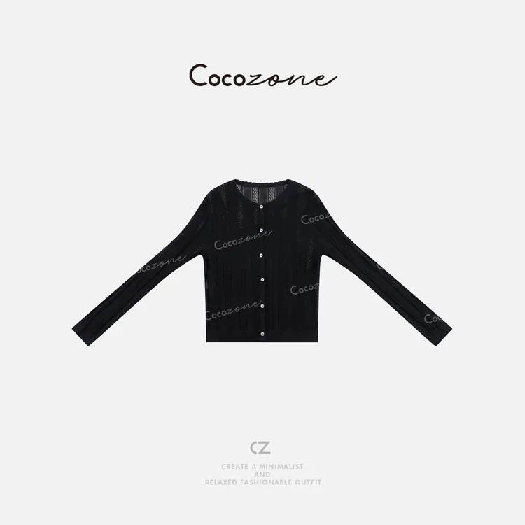 COCO ZONE 刘一一 【莱赛尔混纺】单排扣镂空毛织两件套CD1A0879