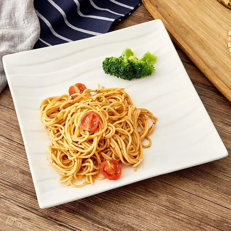 陶瓷正方盘子牛排盘西餐盘 点心碟子 柴纹凉菜盘创意餐具家用