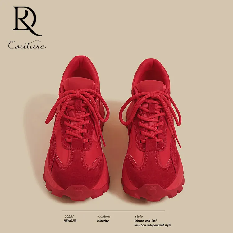 【DR专柜正品】2025秋冬季新厚底增高运动鞋女红色炸街阿甘老爹潮鞋