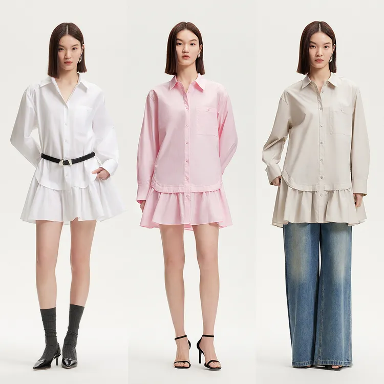 Vero Moda连衣裙2025夏日穿搭新款纯色衬衫裙简约时尚3252SZ002