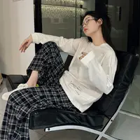 秋季时尚韩系简约休闲百搭宽松斑驳印花长袖T恤-M25301347