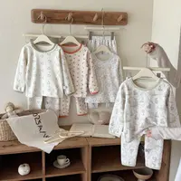 【10A抗菌】无骨满花羊毛蚕丝男女宝秋衣秋裤中大童秋季家居服套装g