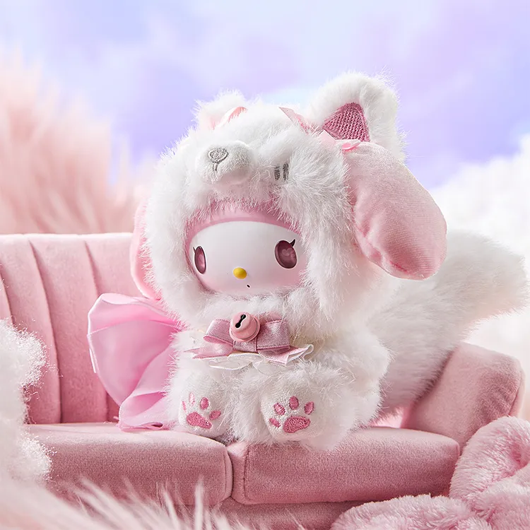 名创优品三丽鸥家族岛屿狐系列搪胶毛绒盲盒库洛米美乐蒂公仔挂件