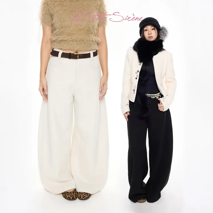 LPS郭卷毛同款休闲百搭坠感宽松显瘦弯刀裤时尚阔腿裤K39010JM53