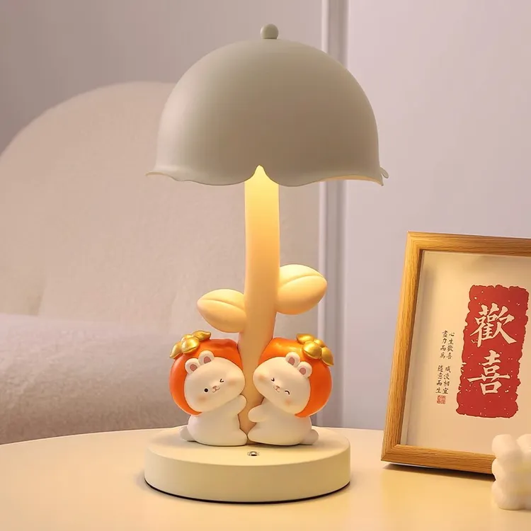 可爱柿事如意兔子台灯摆件创意家居卧室床头灯装饰小夜灯生日礼物