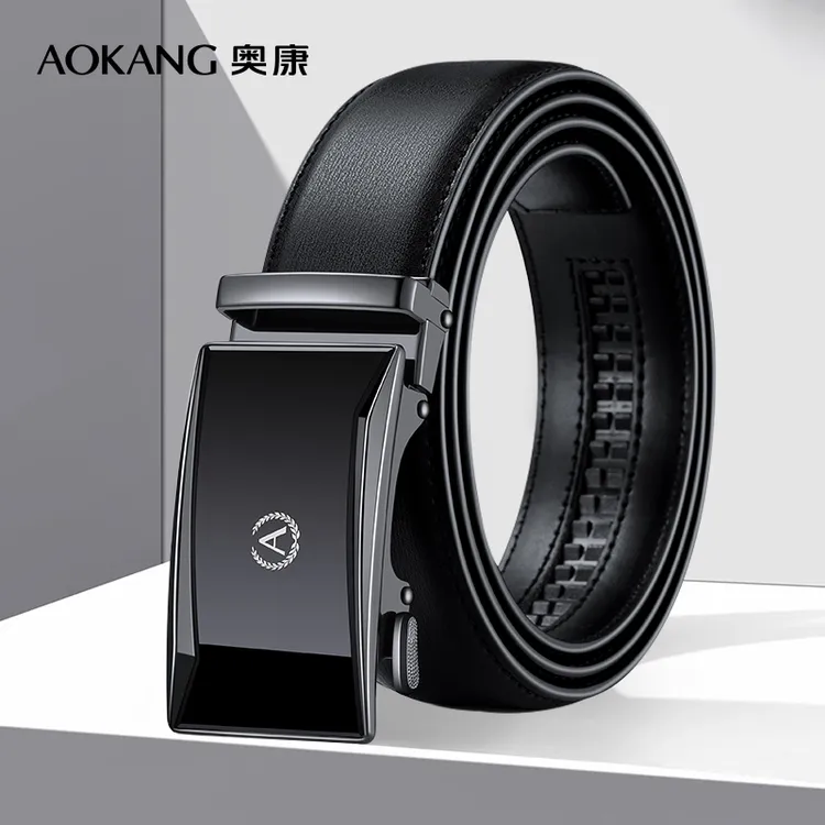Aokang/奥康男士皮带腰带男款真牛皮自动扣休闲皮带商务腰带高档