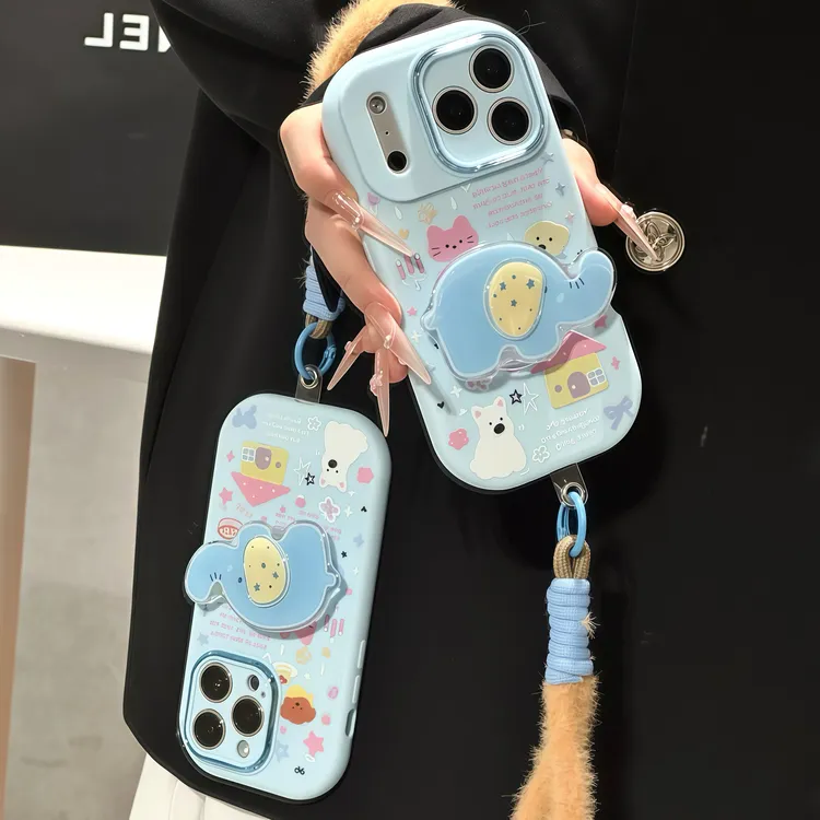 星星小象支架手绳适用苹果16/17手机壳iPhone15小米14vivoppo华为