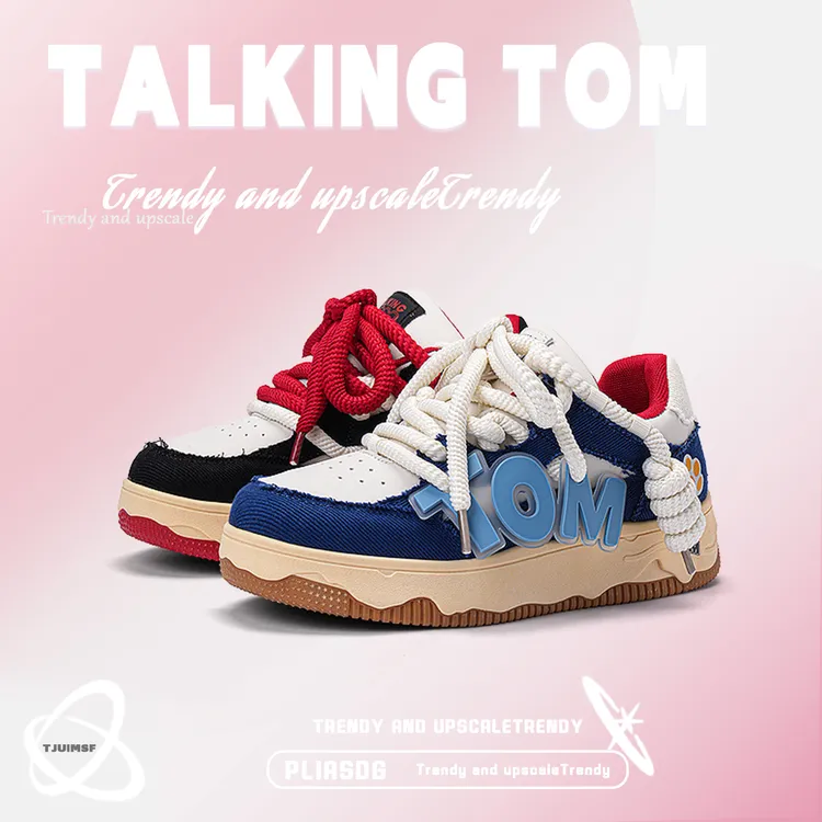 汤姆猫鞋子面包鞋女款秋季新款情侣百搭鸳鸯鞋小众原创厚底板鞋