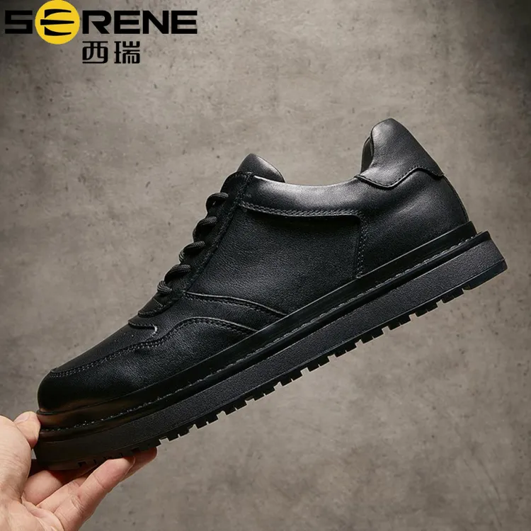 西瑞轻奢秋季新款男鞋皮质英伦复古时尚高端休闲鞋厚底增高板鞋潮